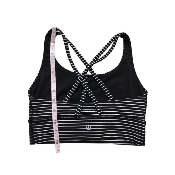 Lululemon Women's Energy Bra Long Line Black White Stripes Size 4 - Picture 8 of 10